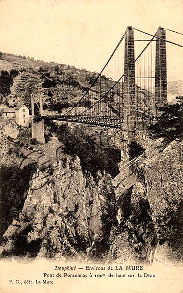 Le pont de Ponsonnas . Photo mars 1907 ( L' Album de Mens et du Trièves, éd. Béthoux )